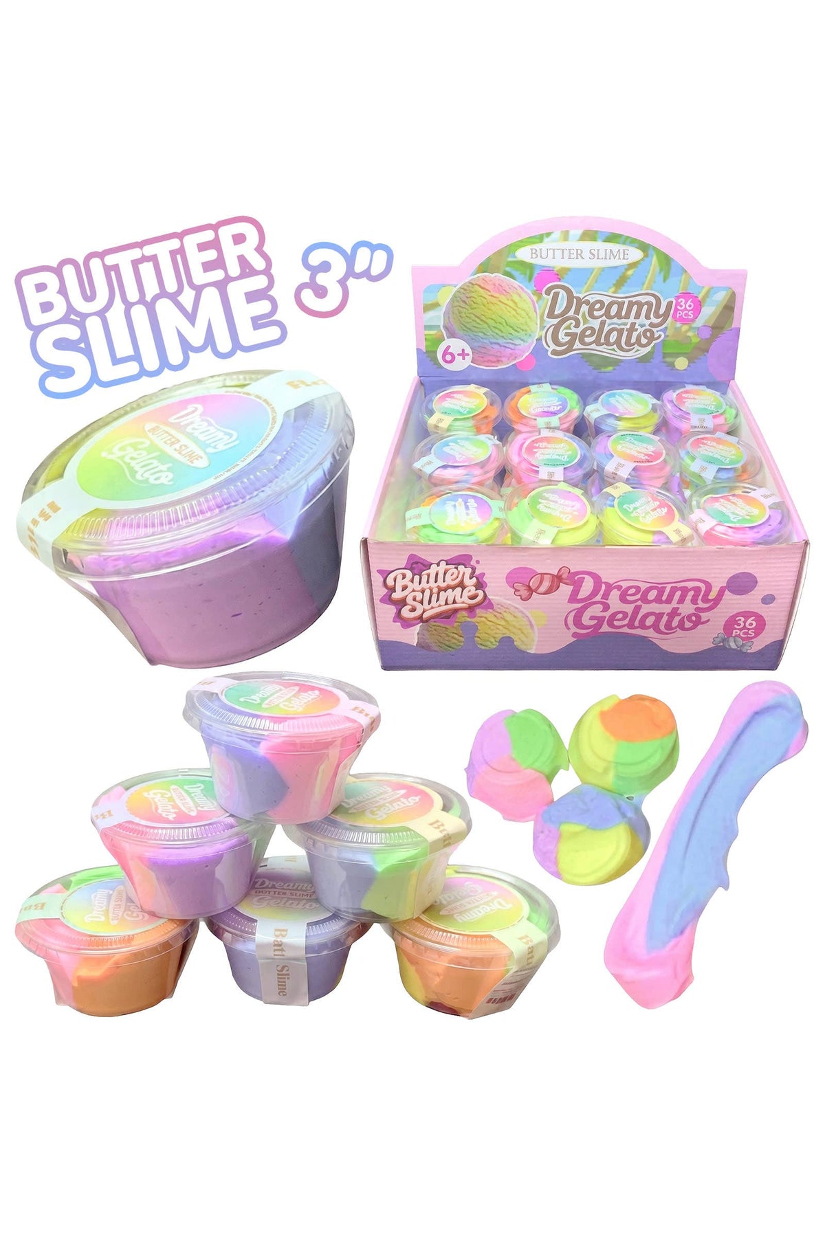 Colorful 3-Tone Butter Matte Slime Mini Cup