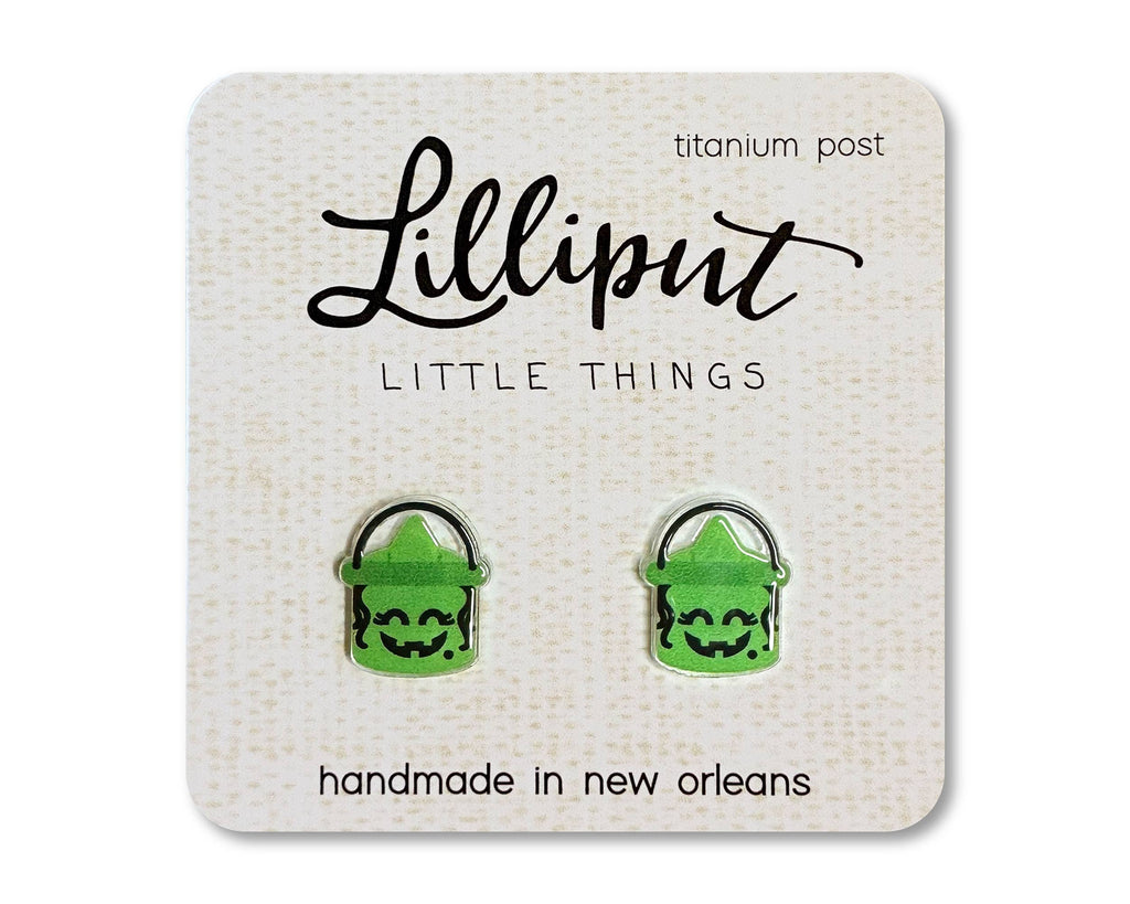 Retro Treat Bucket Earrings - Witch