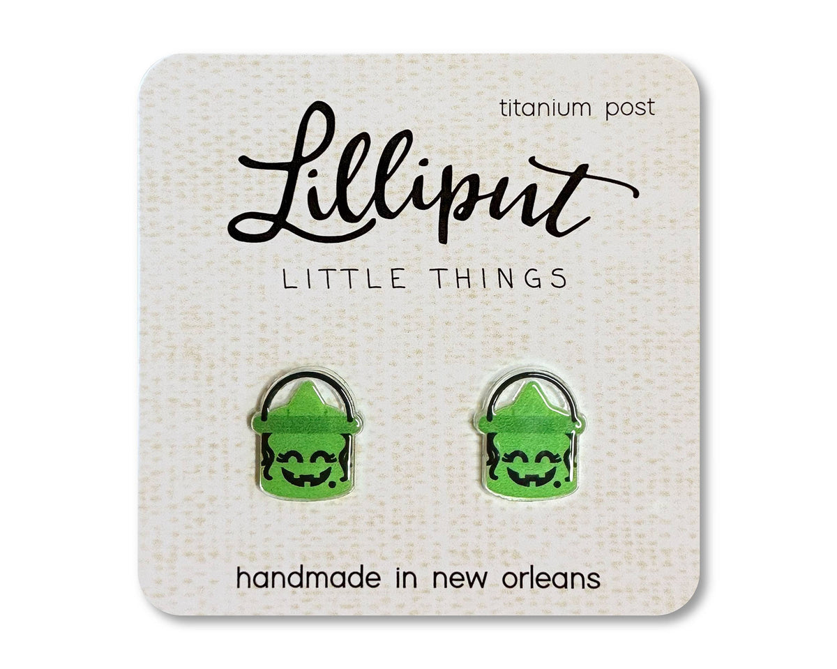 Retro Treat Bucket Earrings - Witch