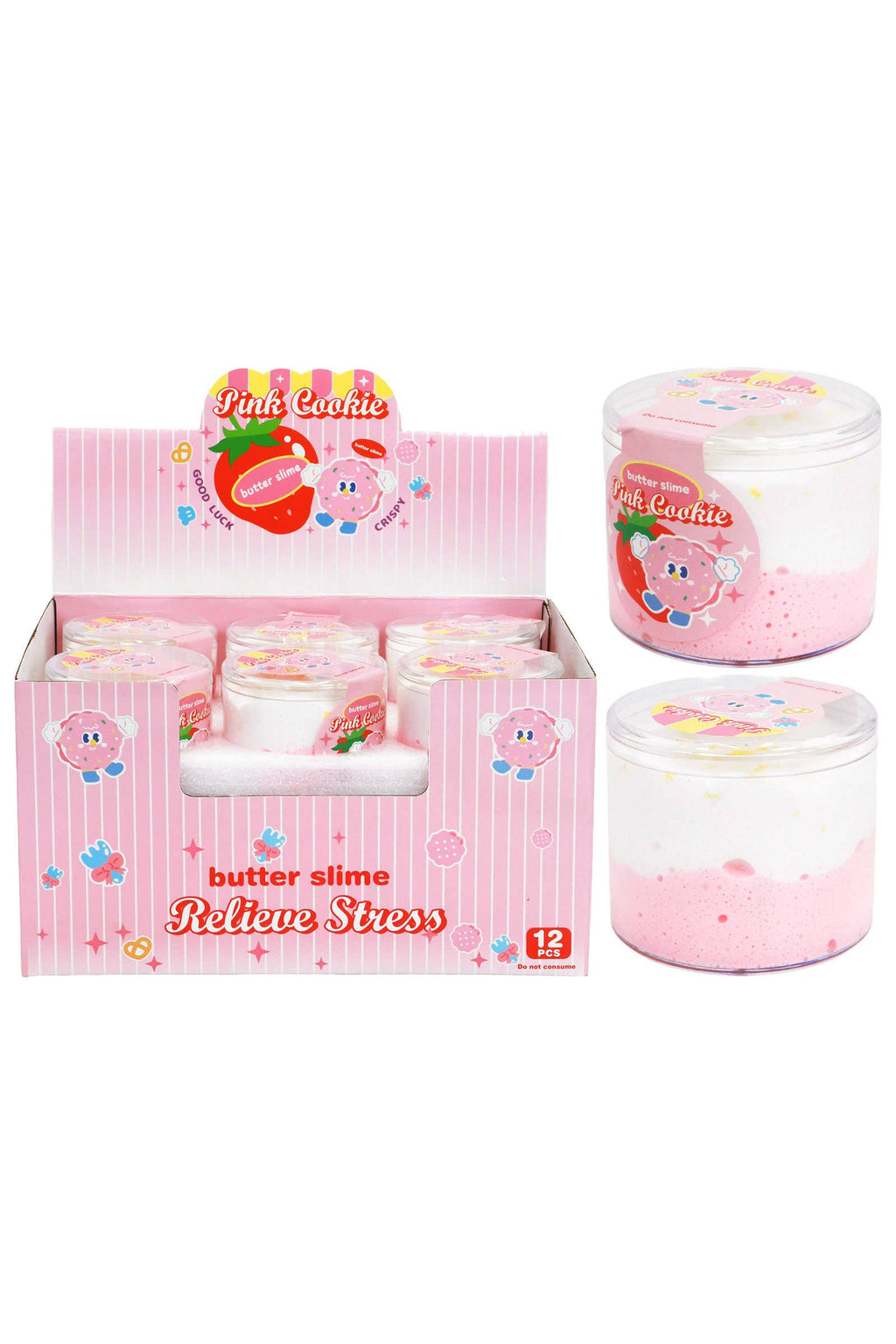 Pink Cookie Two-Tone Matte Butter Slime Jar
