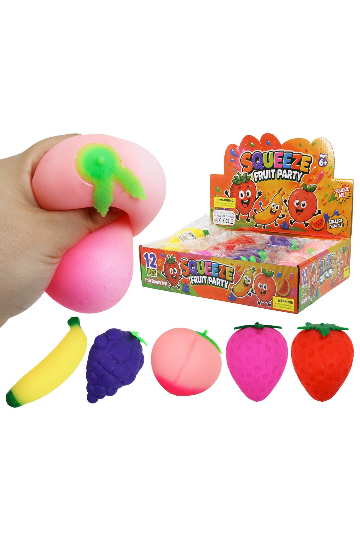 Assorted Fruits Soft Fluffy Slime Filled TPR Squishy
