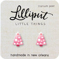 Pink Christmas Tree Earrings
