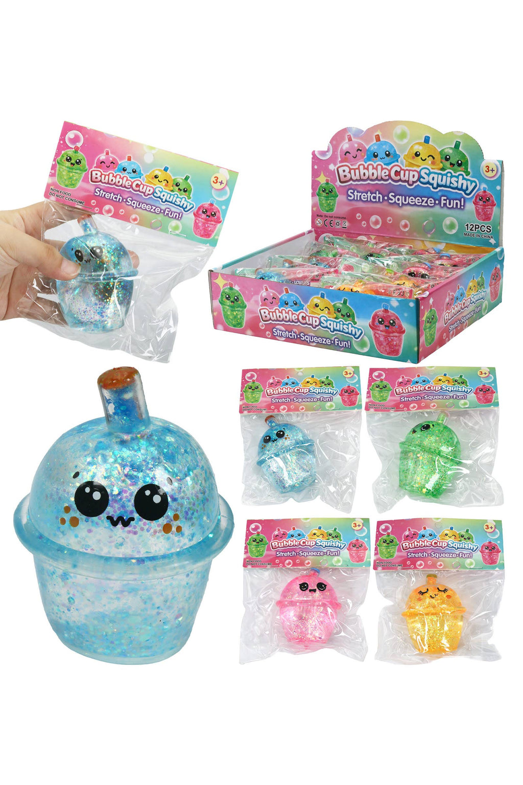 Cute Boba Glittery Maltose Thick Putty Filled Squishy Bag