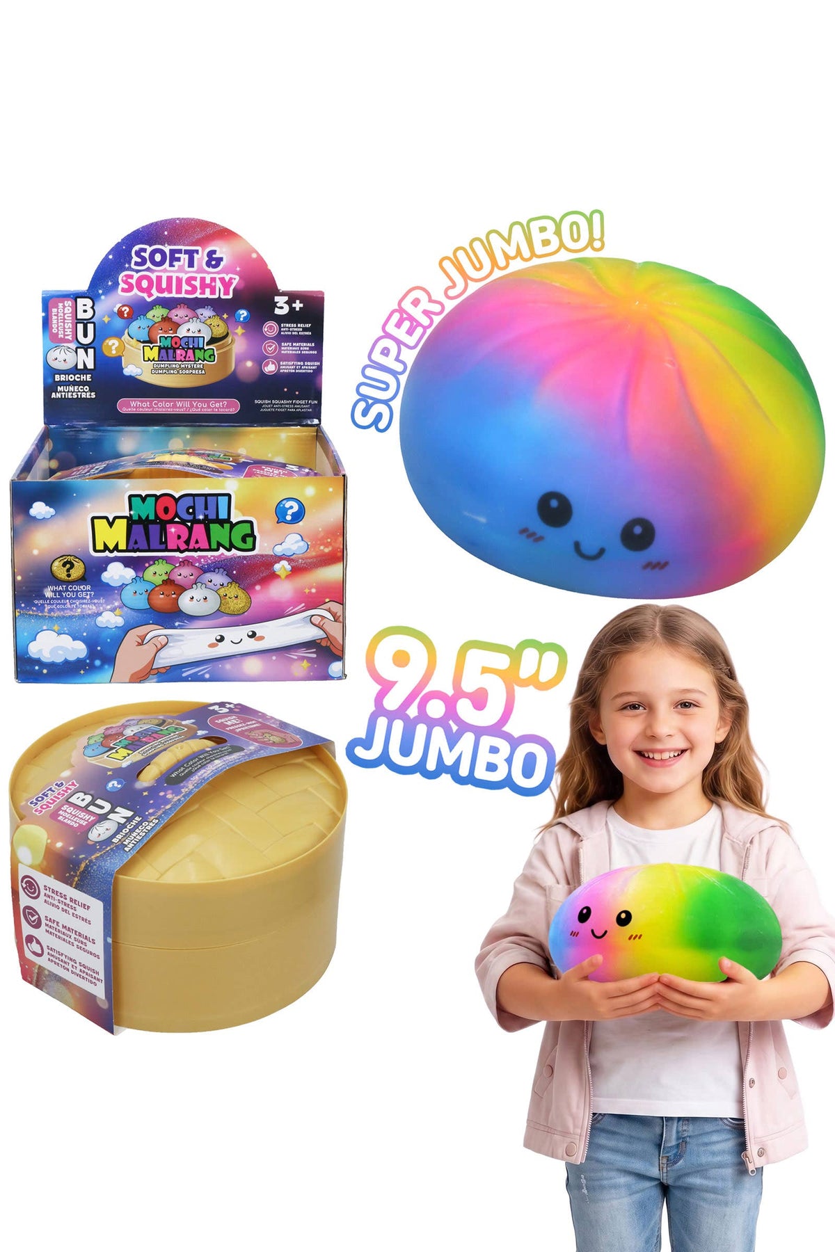 SUPER JUMBO Gradient Dumpling Slime Filled Squishy - 10 Inch