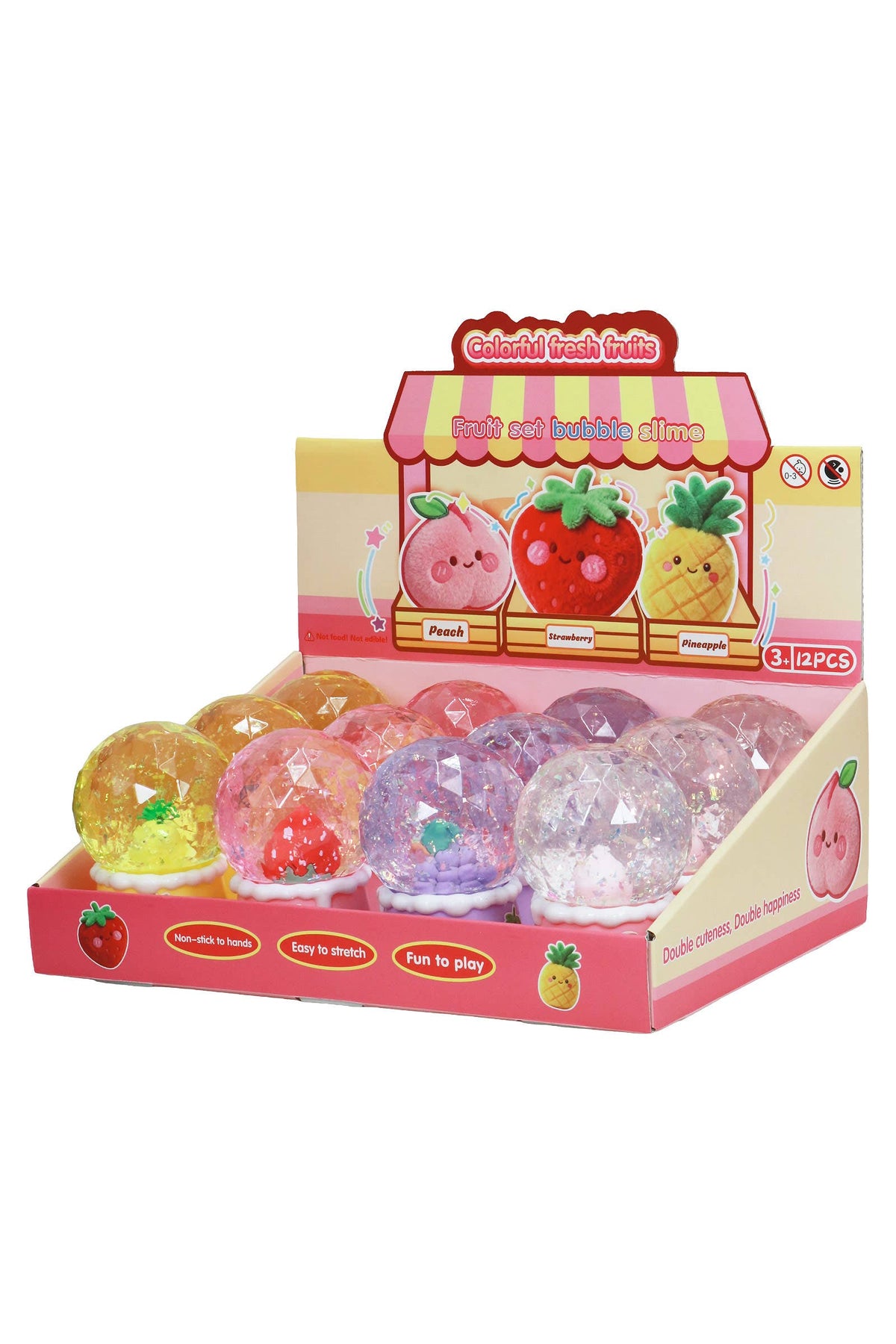 Fruit Charm Snow Globe Glittery Gel Slime Jar